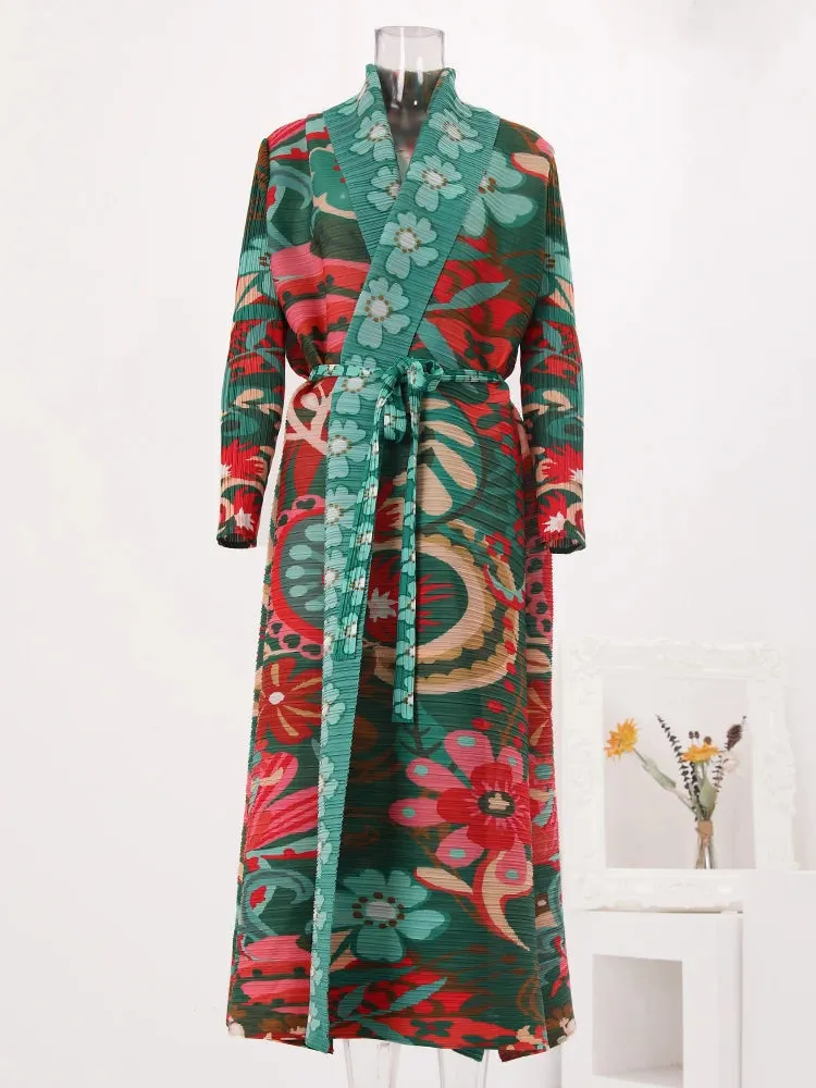 Women's Elegant Floral Paradise Long Coat