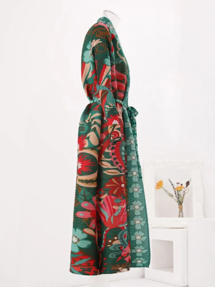 Women's Elegant Floral Paradise Long Coat