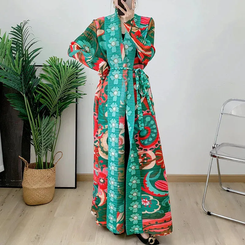 Women's Elegant Floral Paradise Long Coat