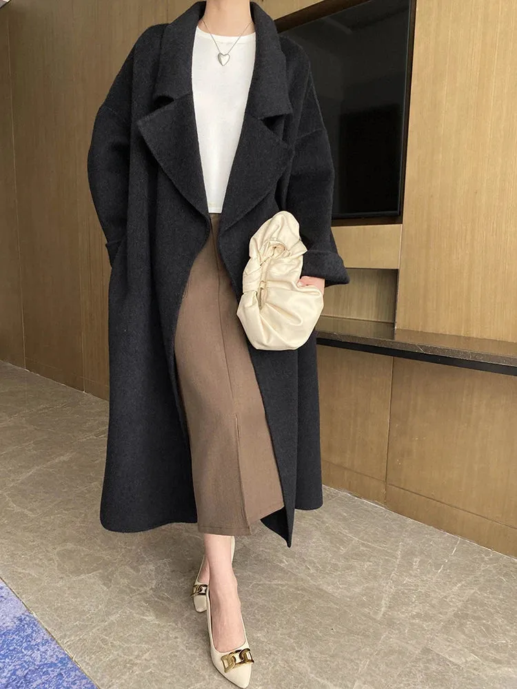 Women's Petite Wool-Blend Long Jacket Coat